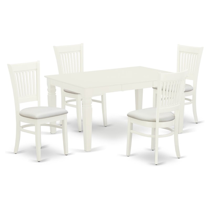 Pemberly Row 5-Piece Wood Table and Chair Dining Set in Linen White