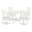 Pemberly Row 5-Piece Wood Table and Chair Dining Set in Linen White