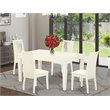 Pemberly Row 5-Piece Wood Dining Set with Linen Seats in White
