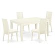 Pemberly Row 5-Piece Wood Dining Set with Linen Seats in White