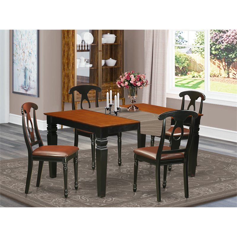 Pemberly Row 5-Piece Wood Dining Table Set in Black/Cherry Finish