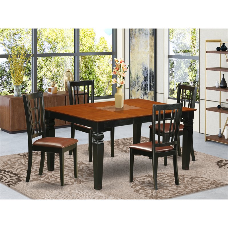 Pemberly Row 5-Piece Wood Kitchen Set in Black and Cherry Finish