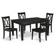 Pemberly Row 5-Piece Wood Dining Set with Rectangular Table in Black