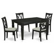Pemberly Row 5-Piece Square Dining Set with Black Finish and Linen Seats