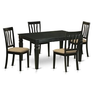 Pemberly Row 5-Piece Dining Set with Black Finish and Linen Seats