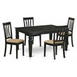 Pemberly Row 5-Piece Dining Set with Black Finish and Linen Seats