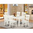 Pemberly Row 7-Piece Dining Set with Linen White Finish and Cushion Seats