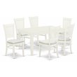 Pemberly Row 7-Piece Dining Set with Linen White Finish and Cushion Seats