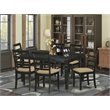 Pemberly Row 7-Pc Wood Dining Set with Linen Seat and Black Finish