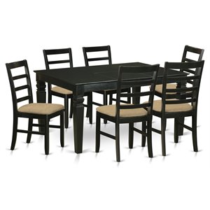Pemberly Row 7-Pc Wood Dining Set with Linen Seat and Black Finish