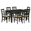 Pemberly Row 7-Pc Wood Dining Set with Linen Seat and Black Finish
