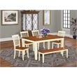 Pemberly Row 6-Piece Wood Dining Set with Bench in Buttermilk and Cherry