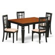 Pemberly Row 5-Piece Wood Dining Set with Linen Seats in Cherry Finish