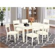 Pemberly Row 7-Piece Dining Set with Faux Leather Seats in Linen White