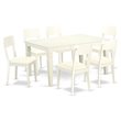 Pemberly Row 7-Piece Dining Set with Faux Leather Seats in Linen White
