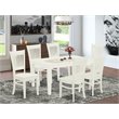 Pemberly Row 7-Piece Wood Dining Set with Slatted Back Chairs in White