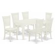 Pemberly Row 7-Piece Wood Dining Set with Slatted Back Chairs in White