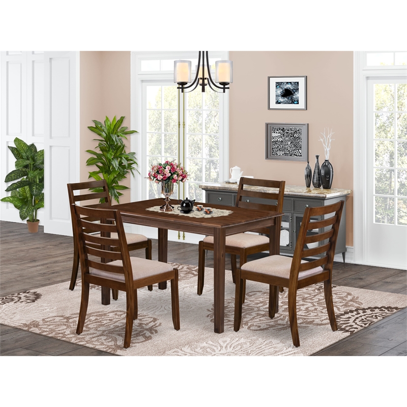 Pemberly Row 5-Piece Dining Room Set Wood Faux Leather in Walnut Finish