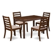 Pemberly Row 5-Piece Dining Room Set Wood Faux Leather in Walnut Finish