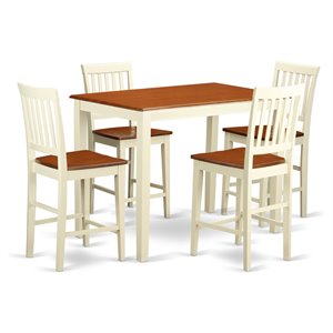 Pemberly Row 5-Piece Counter Height Dining Set Wood in Cherry Finish