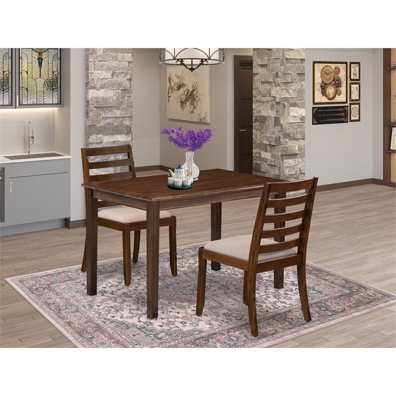 Pemberly Row 3-Piece Kitchen Table Set Antique Walnut Wood Finish