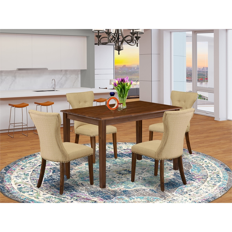 Pemberly Row 5-Piece Dining Table Set Rubberwood Antique Walnut Finish