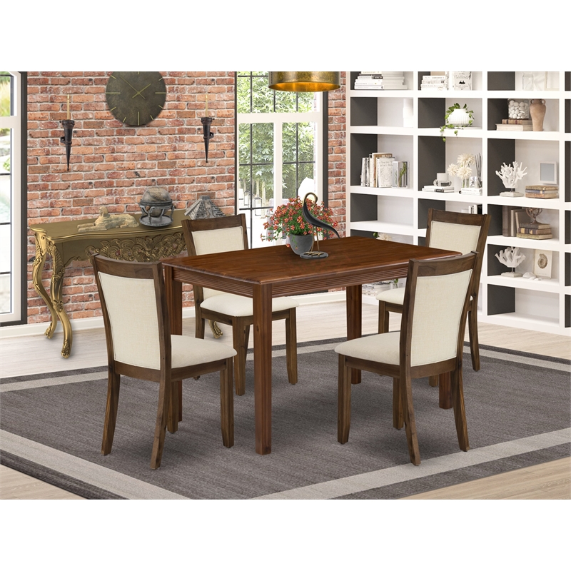 Pemberly Row 5-Piece Dining Room Set in Walnut with Upholstered Chairs