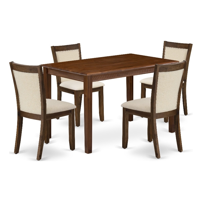 Pemberly Row 5-Piece Dining Room Set in Walnut with Upholstered Chairs