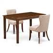 Pemberly Row 3-Piece Dining Set in Walnut with Upholstered Chairs
