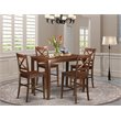 Pemberly Row 5-Piece Mahogany Dining Table Set in Solid Rubberwood