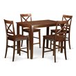 Pemberly Row 5-Piece Mahogany Dining Table Set in Solid Rubberwood
