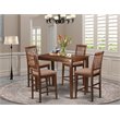 Pemberly Row 5-Piece Mahogany Wood Dining Set with Bar Stools
