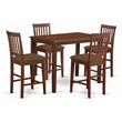 Pemberly Row 5-Piece Mahogany Wood Dining Set with Bar Stools