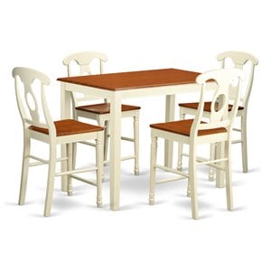 Pemberly Row 5-Piece Counter Height Dining Table Set in Buttermilk/Cherry