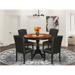 Pemberly Row Dining Table and 4 PU Leather Chairs in Black Finish