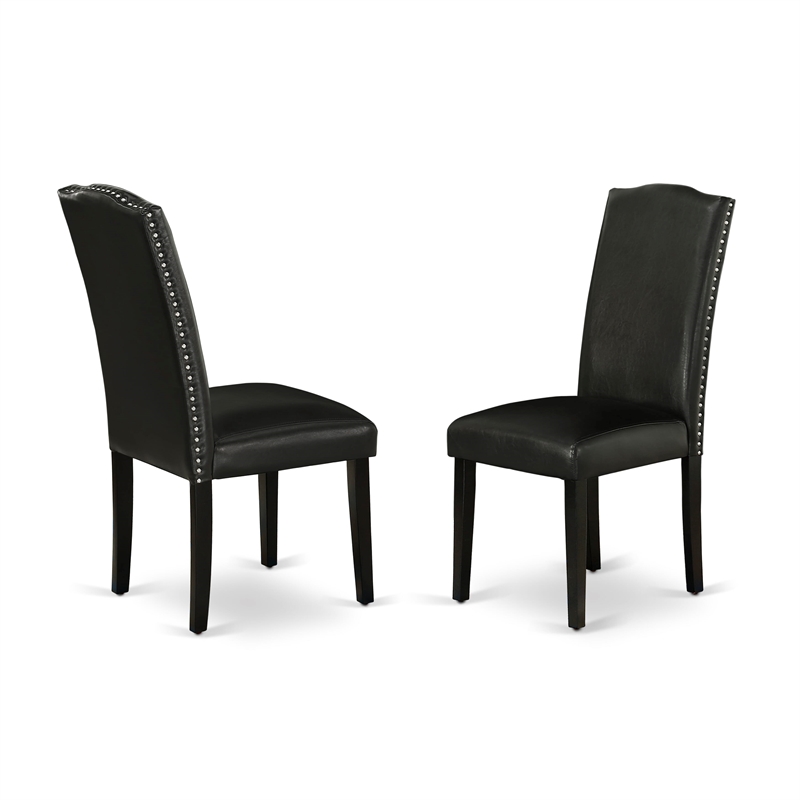Pemberly Row Dining Table and 4 PU Leather Chairs in Black Finish