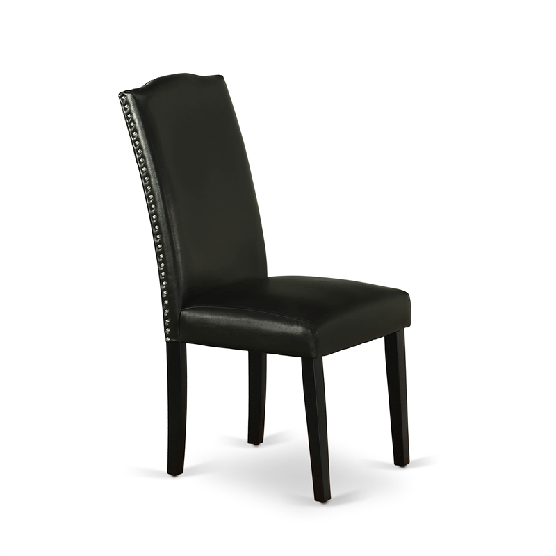 Pemberly Row Dining Table and 4 PU Leather Chairs in Black Finish