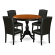 Pemberly Row Dining Table and 4 PU Leather Chairs in Black Finish