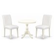 Pemberly Row 3-Piece Wood Dining Table and PU Leather Chair Set in White