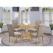 Pemberly Row 5-Piece Wood Dining Set in Oak and Dark Khaki Upholstery