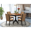 Pemberly Row Table with 4 Light Sable Chairs in Cherry and Black Finish