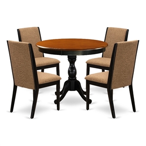 Pemberly Row Table with 4 Light Sable Chairs in Cherry and Black Finish