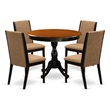 Pemberly Row Table with 4 Light Sable Chairs in Cherry and Black Finish