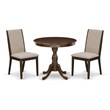 Pemberly Row 3-Piece Wood Dining Set in Mahogany with Light Tan Fabric