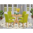 Pemberly Row 5-Piece Dining Set with Oak Table and Autumn Green Chairs