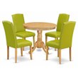 Pemberly Row 5-Piece Dining Set with Oak Table and Autumn Green Chairs