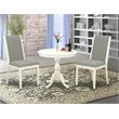 Pemberly Row 3-Piece Wood Dining Set with Round Pedestal Table in White