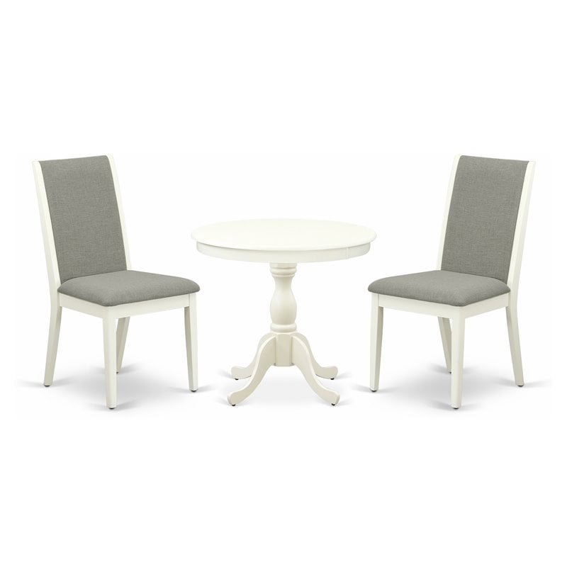 Pemberly Row 3-Piece Wood Dining Set with Round Pedestal Table in White