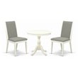 Pemberly Row 3-Piece Wood Dining Set with Round Pedestal Table in White