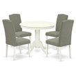 Pemberly Row 5-Piece Wood Dining Set in Linen White and Dark Shitake